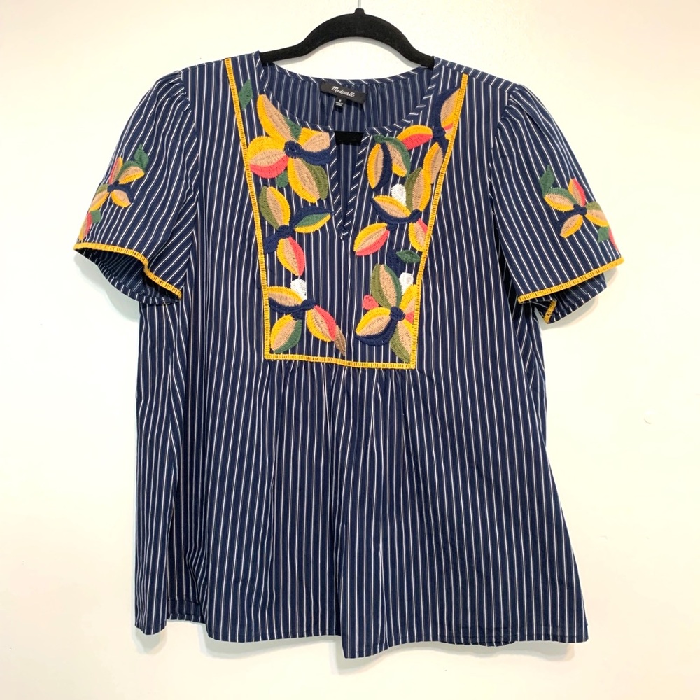 Madewell Fable Floral Embroidered Top Medium